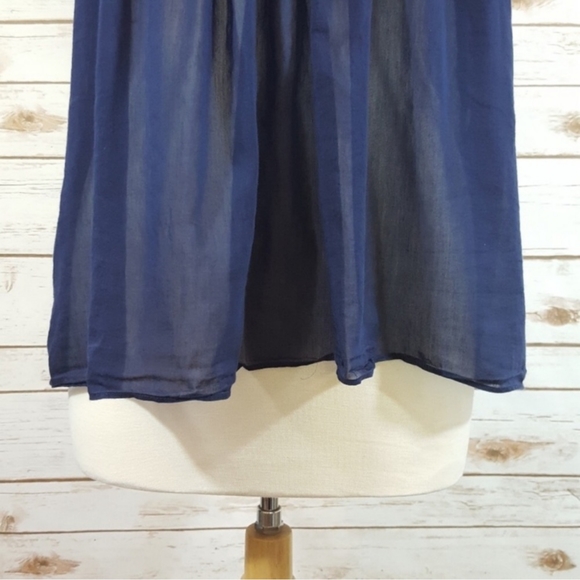 Marc Jacobs | Sheer Navy Silk Lace Pleated Blouse - Picture 3 of 7